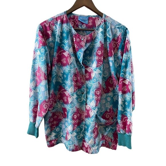 The Scrub Co Lot of Three Scrub Tops Long Short Sleeve Women's Size Small - Picture 2 of 10